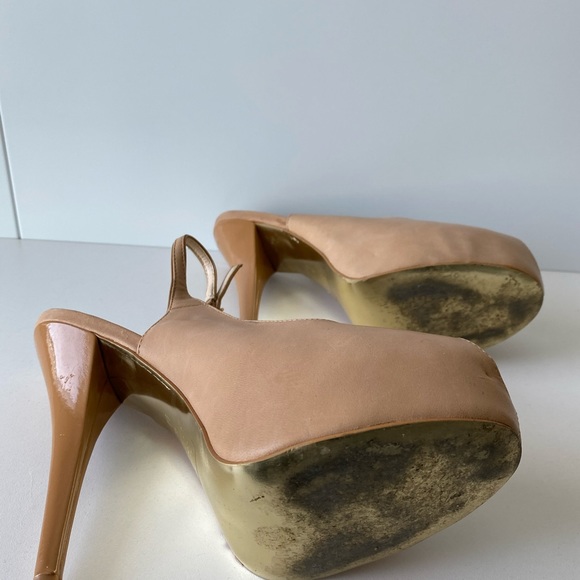 Bebe nude peep toe heels size 8 - Picture 4 of 5